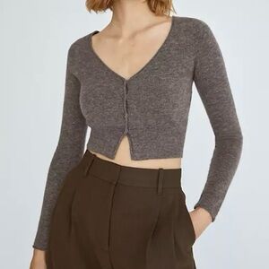 Taupe Aritzia Wilfred Santorini Cardigan